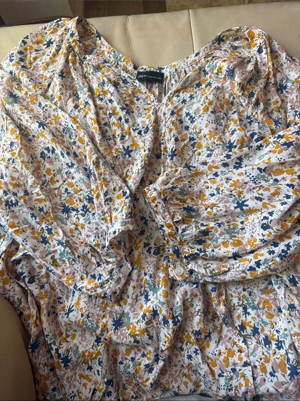 JNY 1X 3/4 Sleeve Vneck Blouse